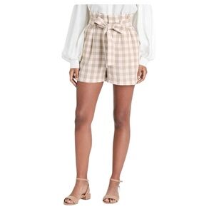 A New Day Gingham Check High Rise Linen Blend Shorts. Size  Small. NWT
